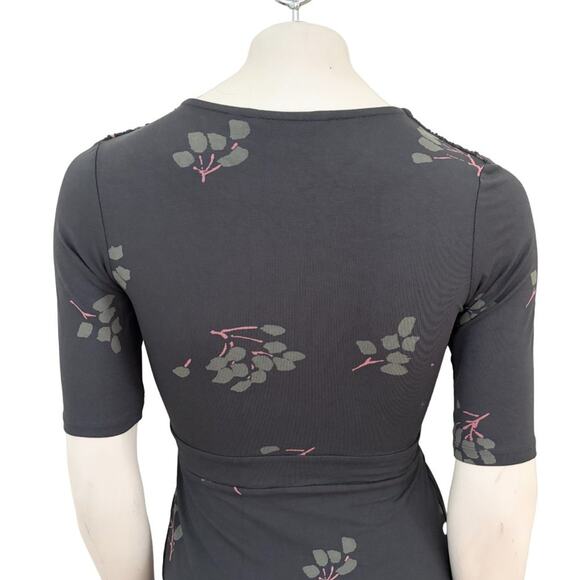 NEW BODEN Faux Wrap Botanical Print Jersey Knit Dress in Gray SZ 2 - Picture 6 of 11